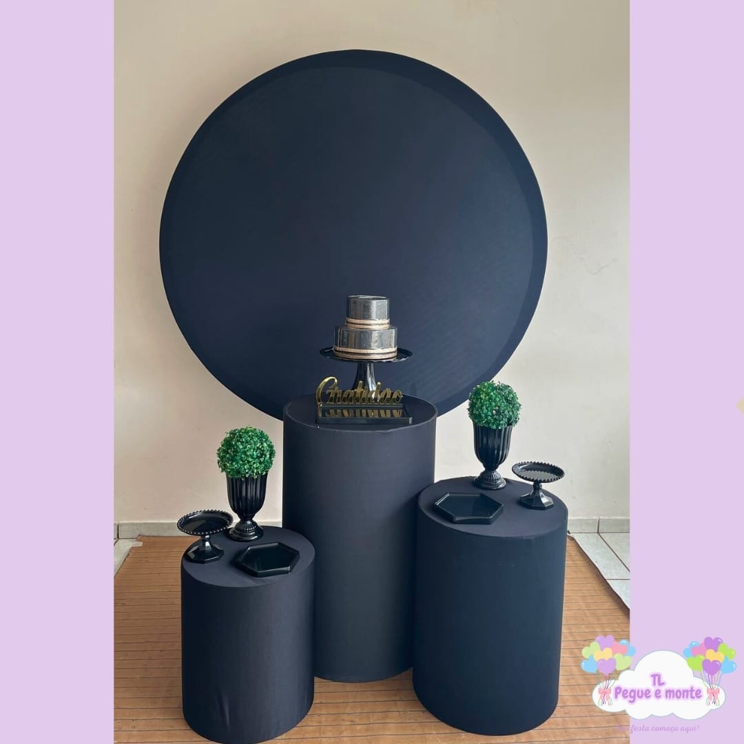 D-Kit Prata Cilindro Painel Preto Liso - Tl pegue e monte 
