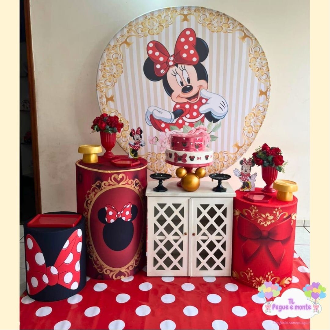 C-Kit Ouro Minnie Vermelha Listras - Tl pegue e monte 