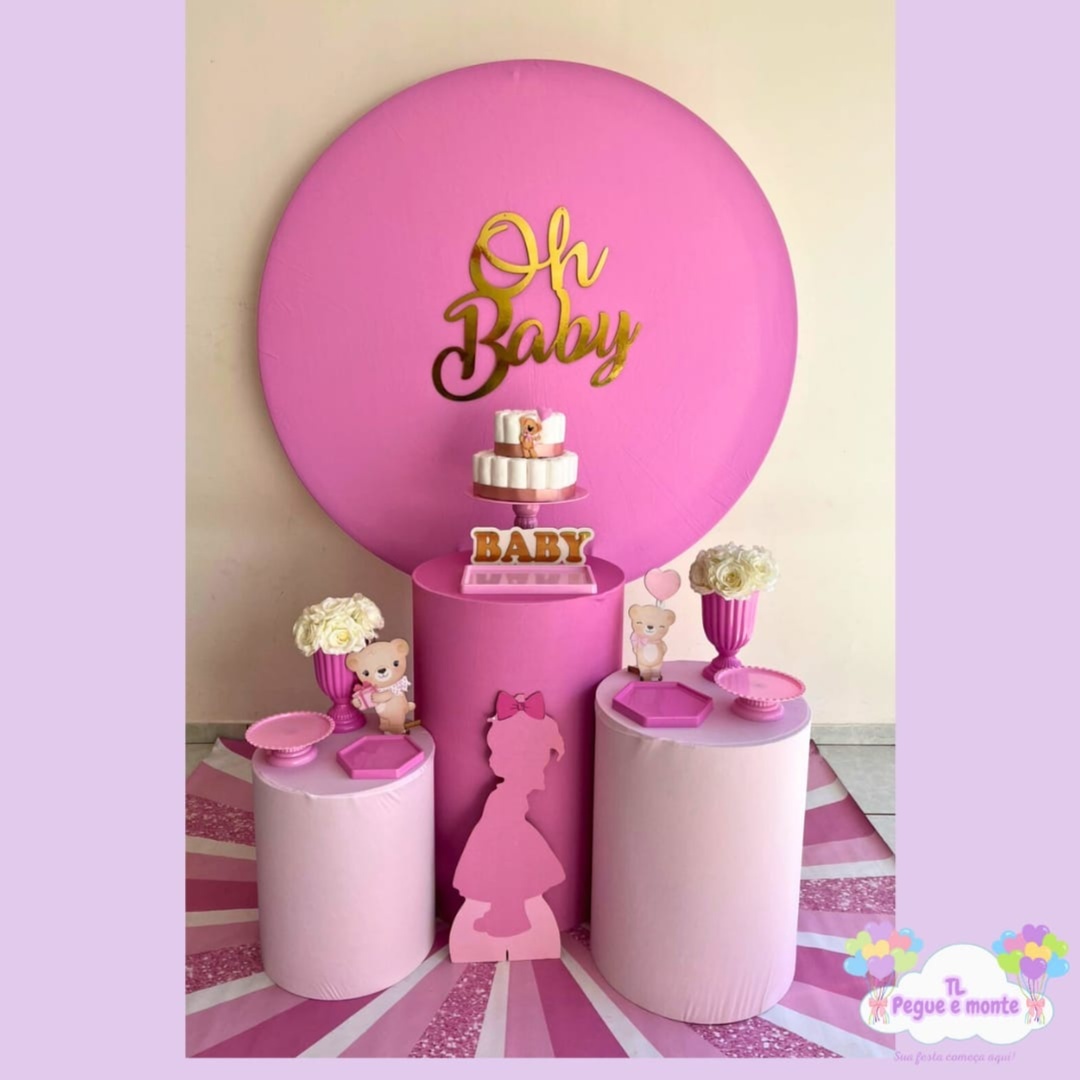 D-Kit Prata Cilindro Oh Baby Rosa - Tl pegue e monte 