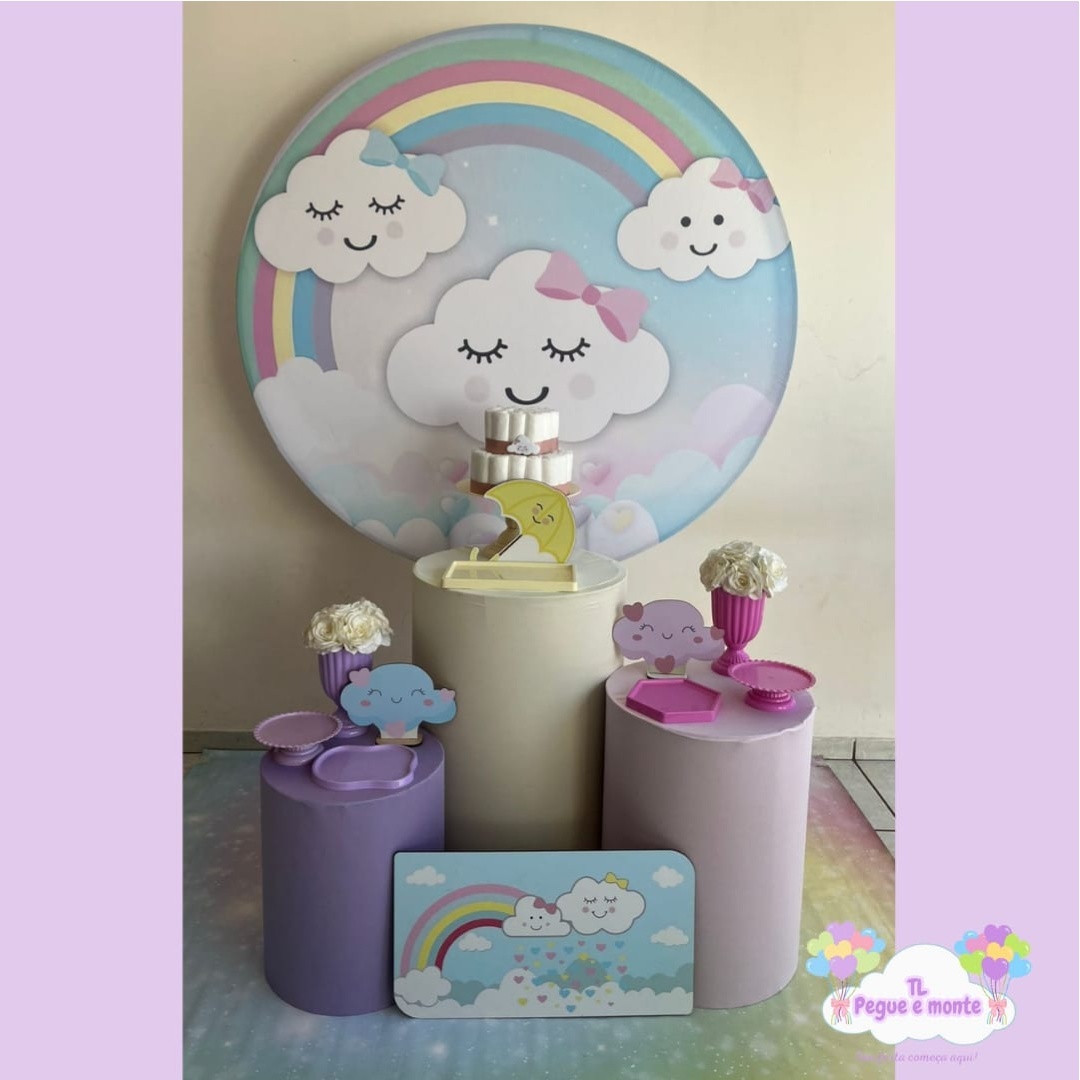 D-Kit Prata Cilindro Chuva de Amor Menina - Tl pegue e monte 