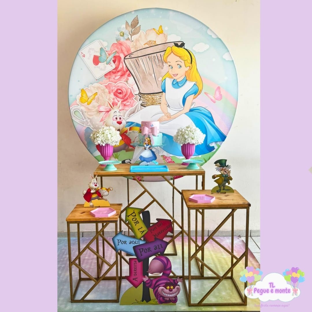 D-Kit Prata Mesa Alice No Pais das Maravilhas - Tl pegue e monte 