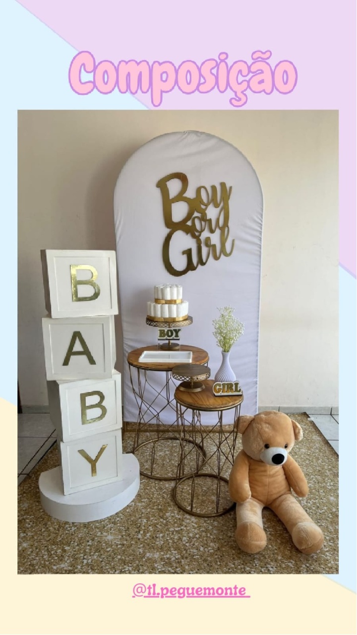 A- Composição Chá Revelação Boy E Girl Branco  - Tl pegue e monte 