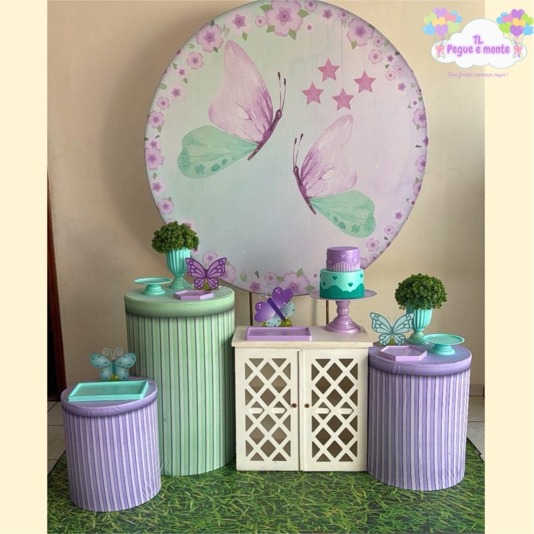 C-Kit Ouro Borboleta Lilas E Verde Agua  - Tl pegue e monte 