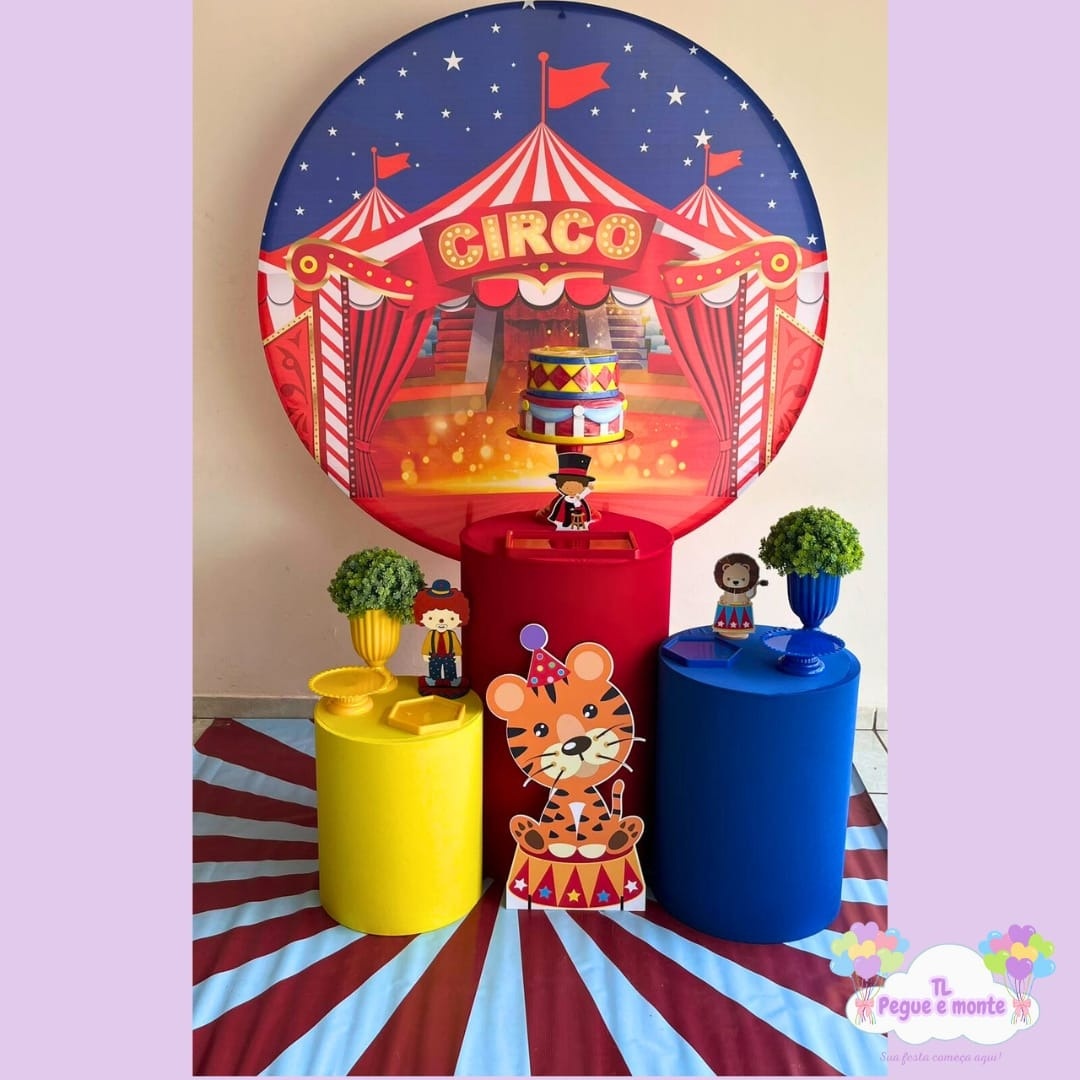 D-Kit Prata Cilindro Circo Vermelho - Tl pegue e monte 