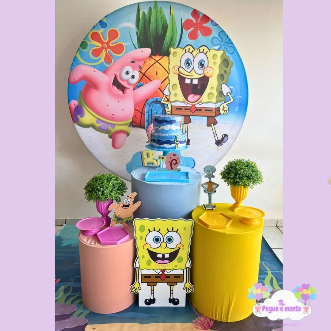 D-Kit Prata Cilindro Bob Esponja - Tl pegue e monte 