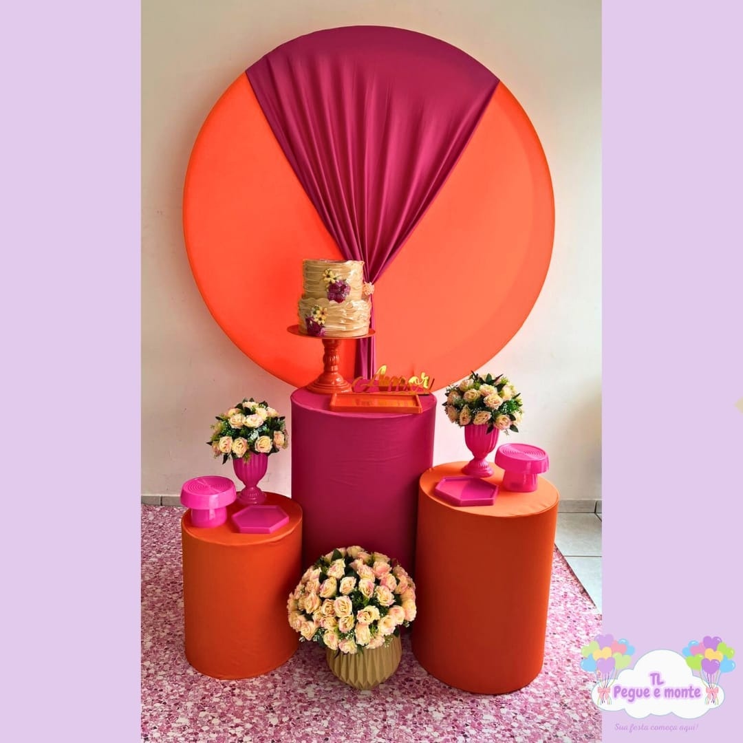 D-Kit Prata Cilindro Pink Com Laranja - Tl pegue e monte 