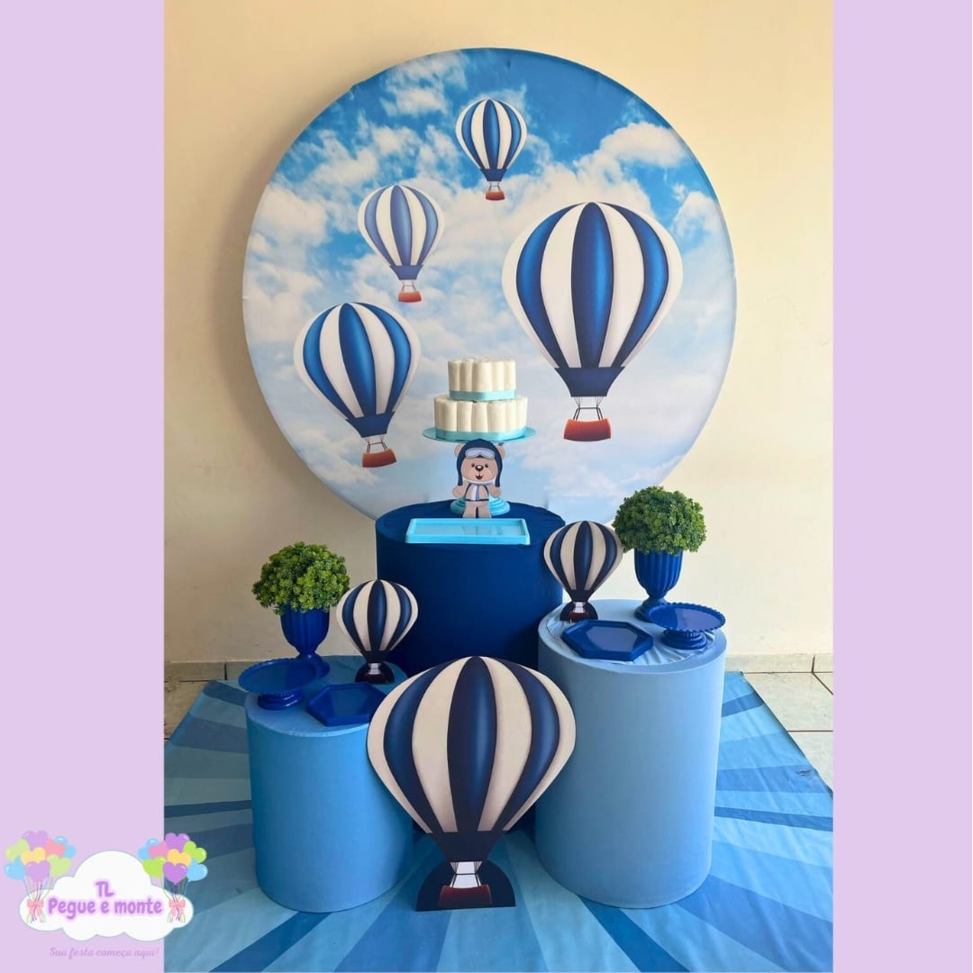D-Kit Prata Cilindro Balão Azul   - Tl pegue e monte 