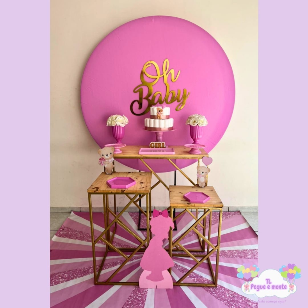 D-Kit Prata Mesa Oh Baby Rosa - Tl pegue e monte 
