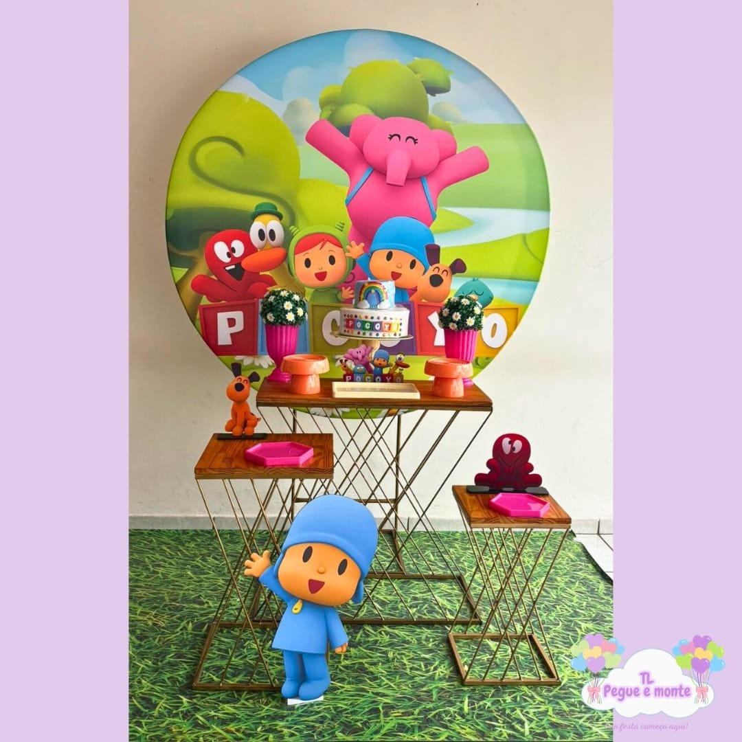 D-Kit Prata Mesa Pocoyo Rosa - Tl pegue e monte 