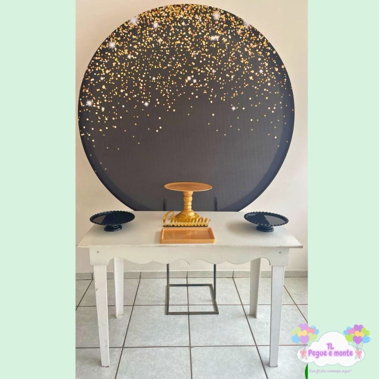E-Kit Basico Preto Com Glitter Dourado - Tl pegue e monte 