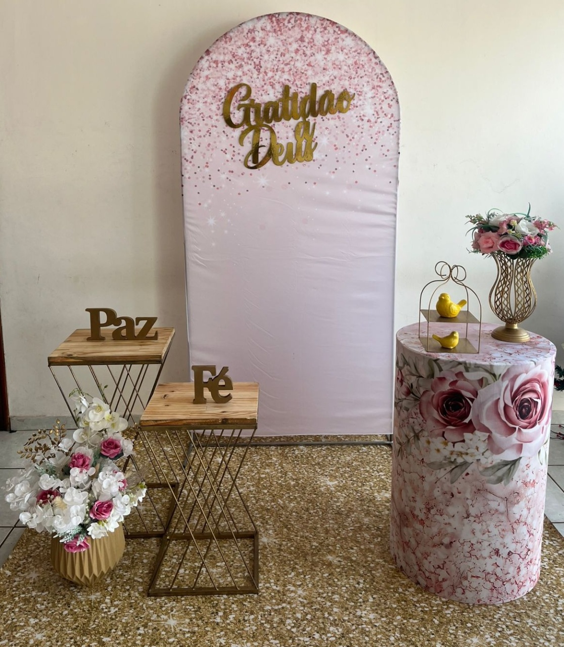 A- Composição Natal Rosa Glitter Gratidão A Deus - Tl pegue e monte 