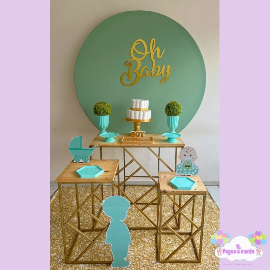 D-Kit Prata Mesa Oh Baby Verde Agua - Tl pegue e monte 