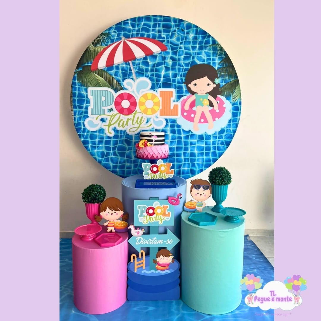 D-Kit Prata Cilindro Pool Party Infantil  - Tl pegue e monte 