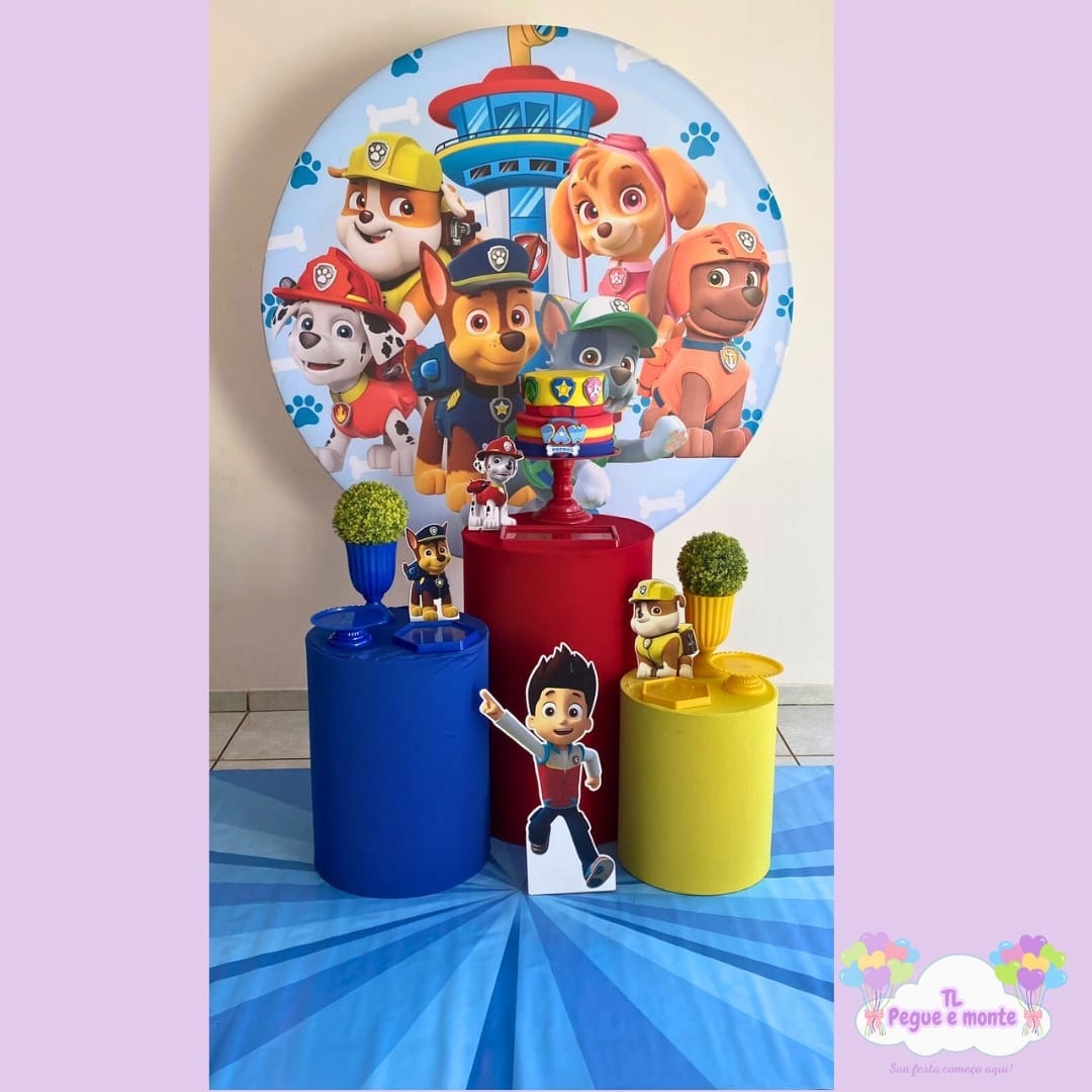 D-Kit Prata Cilindro Patrulha Canina Pata  - Tl pegue e monte 