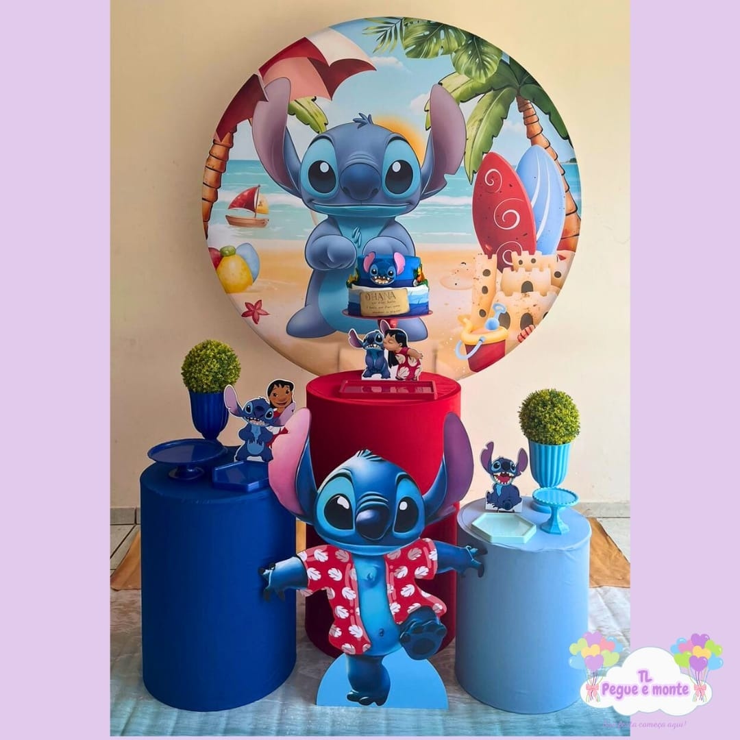 D-Kit Prata Cilindro Stitch Havaiano - Tl pegue e monte 