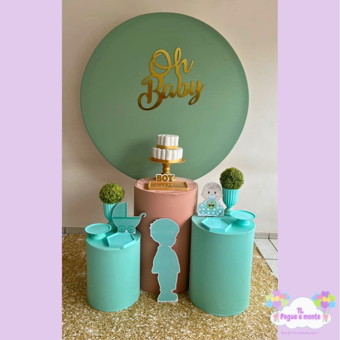 D-Kit Prata Cilindro Oh Baby Verde Agua - Tl pegue e monte 