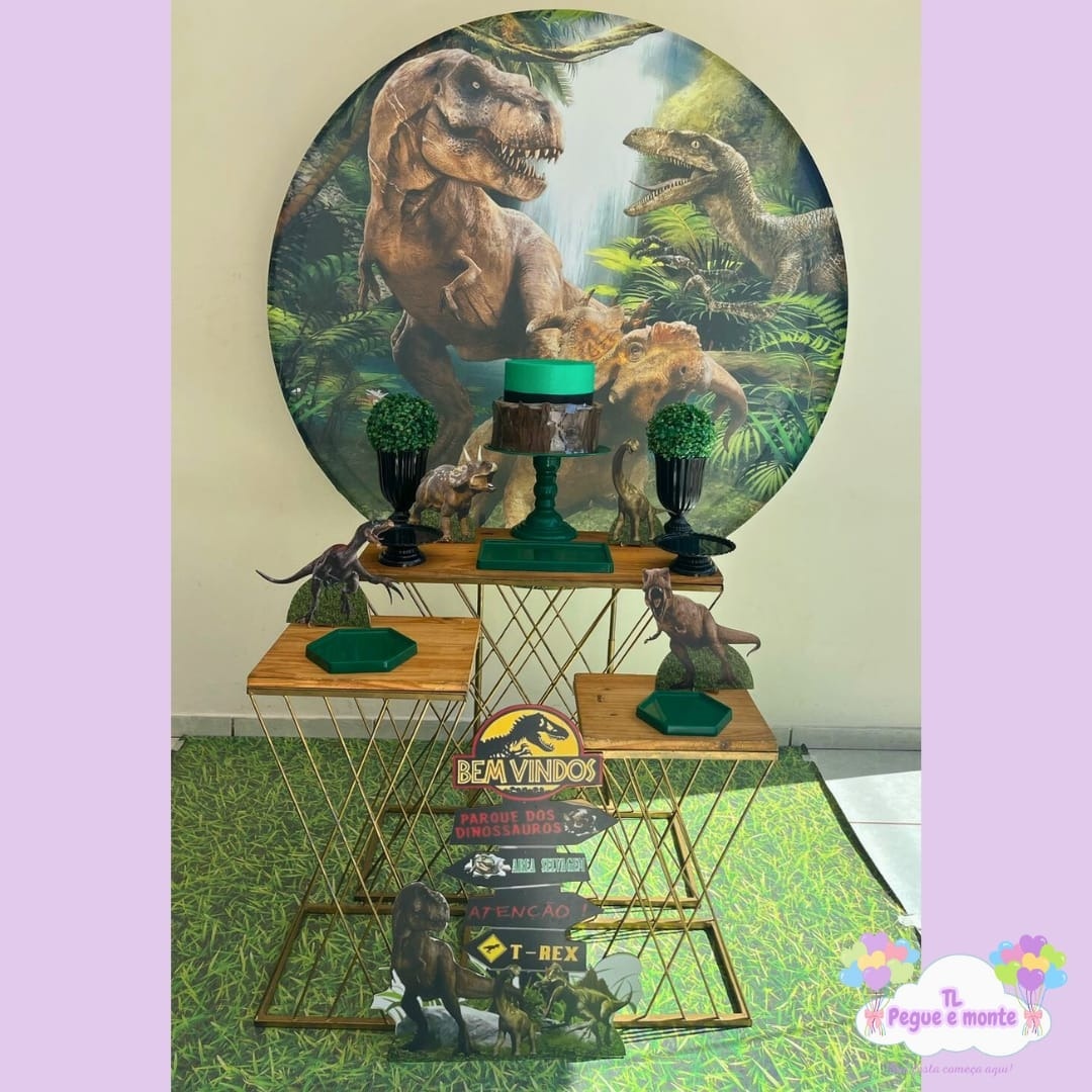 D-Kit Prata Mesa Dinossauro Samambaia - Tl pegue e monte 