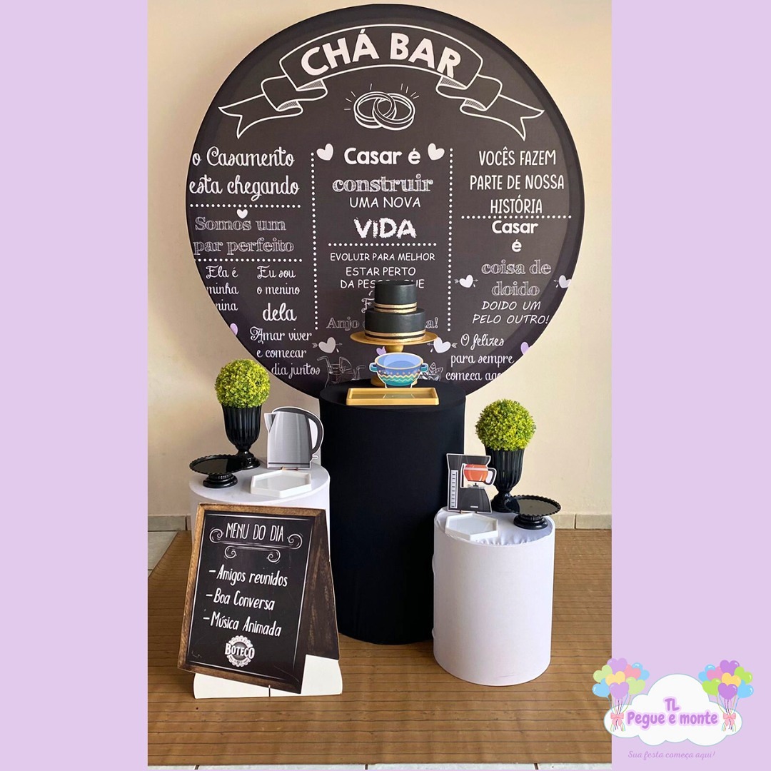 D-Kit Prata Cilindro Chá Bar - Tl pegue e monte 