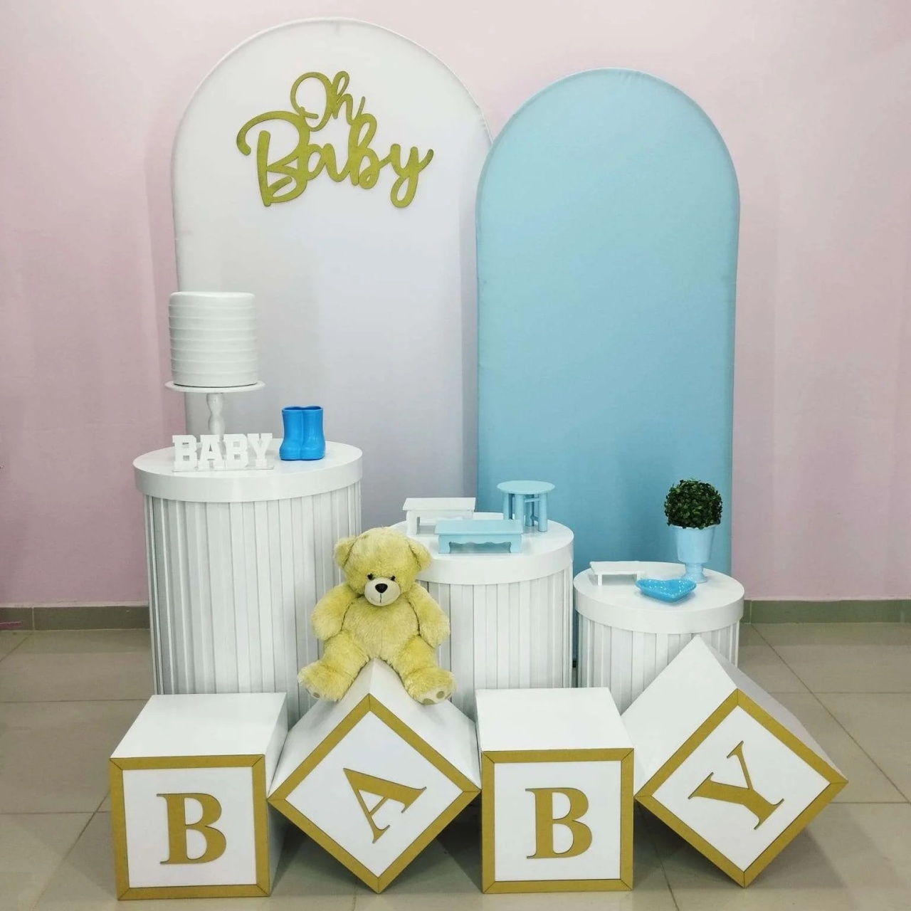 Kit Chá de Bebê Branco E Azul Numero 9 - pampegueemonte