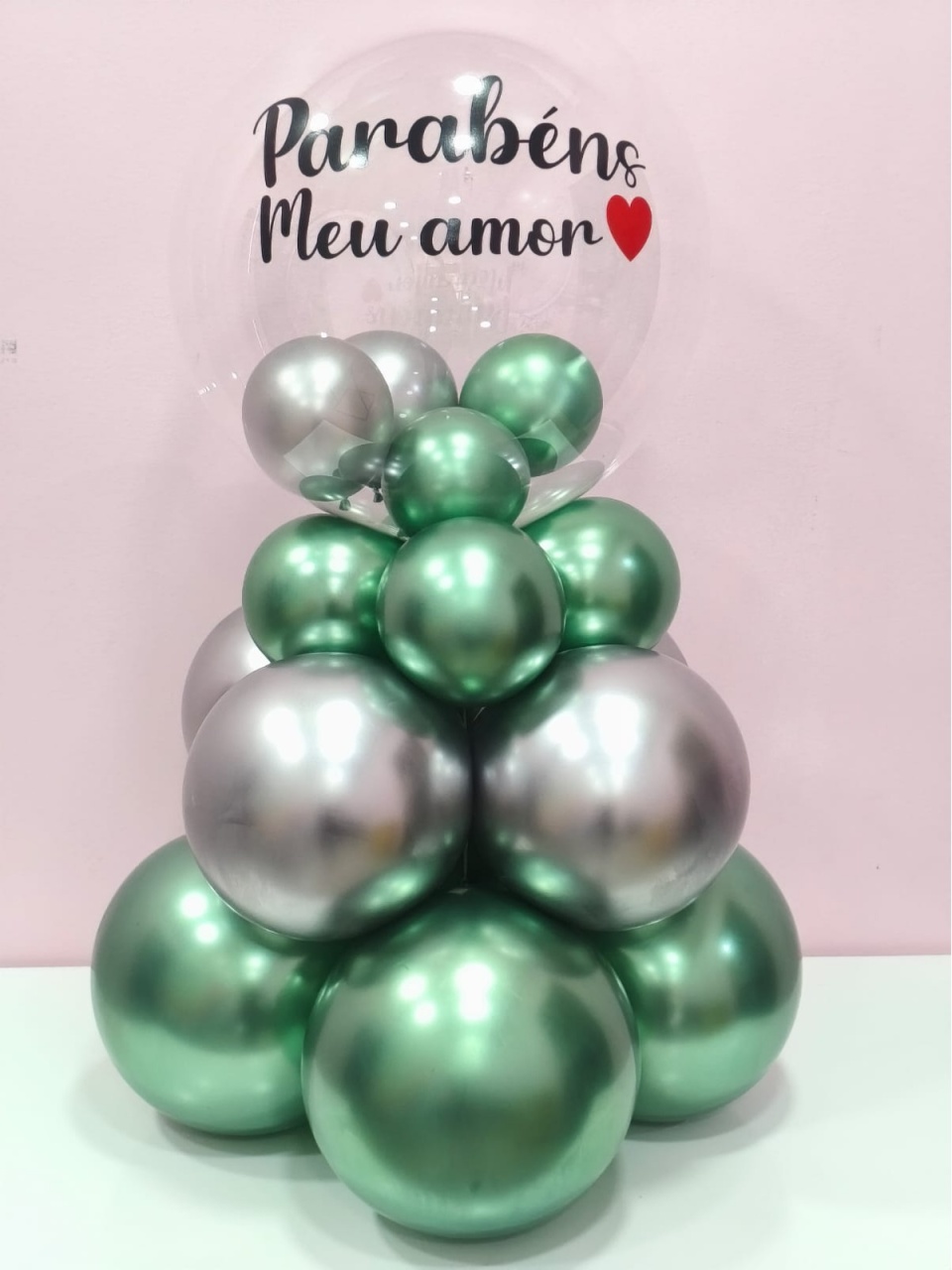 Bubble de Chão 70Cm de Altura Prata E Verde - pampegueemonte