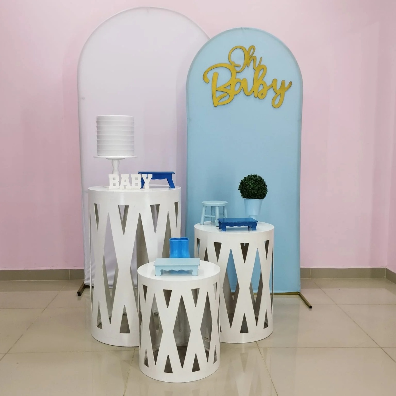 Kit Chá de Bebê Branco E Azul Numero 6 - pampegueemonte