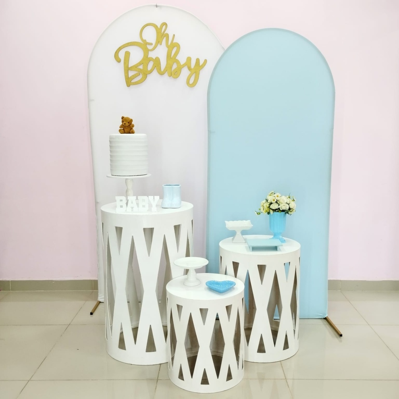 Kit Chá de Bebê Branco E Azul Numero 13 - pampegueemonte
