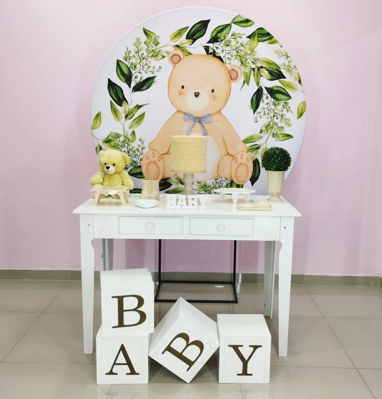 Kit Urso Com Floral Verde Numero 5 - pampegueemonte
