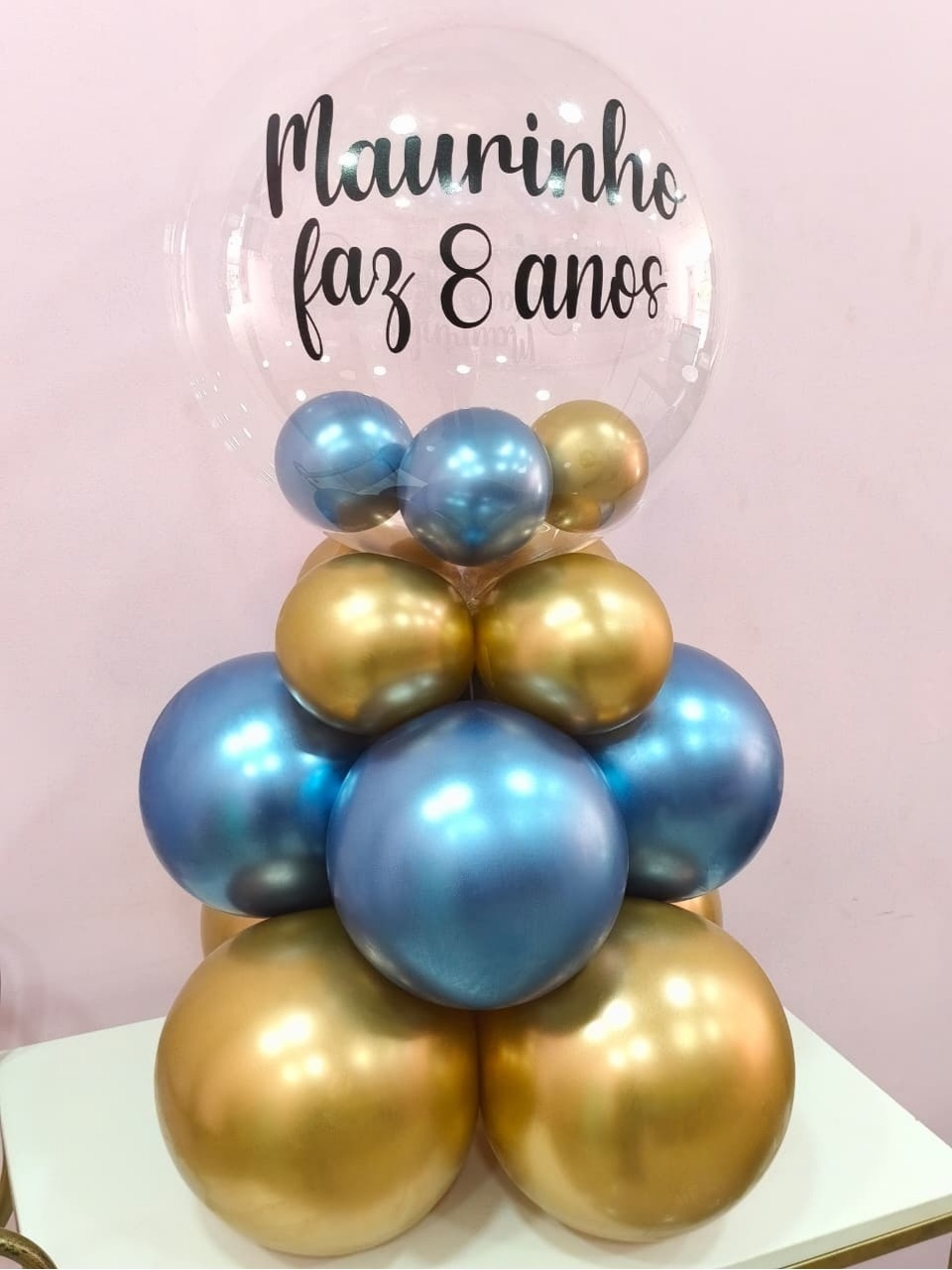 Bubble de Chão 70Cm de Altura Pink Dourado E Azul - pampegueemonte
