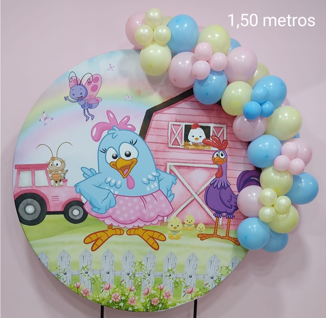 Arco de Balões 1,50 Metros Galinha Pintadinha Rosa - pampegueemonte