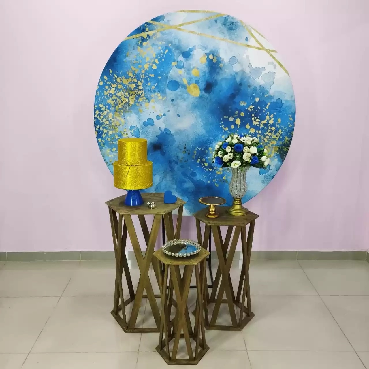 Kit Adulto Azul Branco E Dourado Numero 9 - pampegueemonte