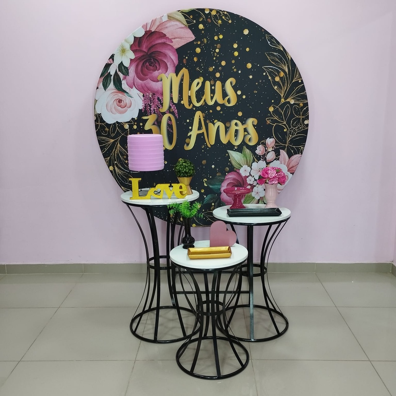 Kit 30 Anos Preto E Pink Número 8 - pampegueemonte