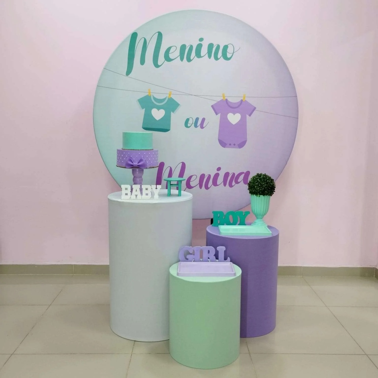 Kit Chá Revelação Lilás E Verde Numero 3 - pampegueemonte