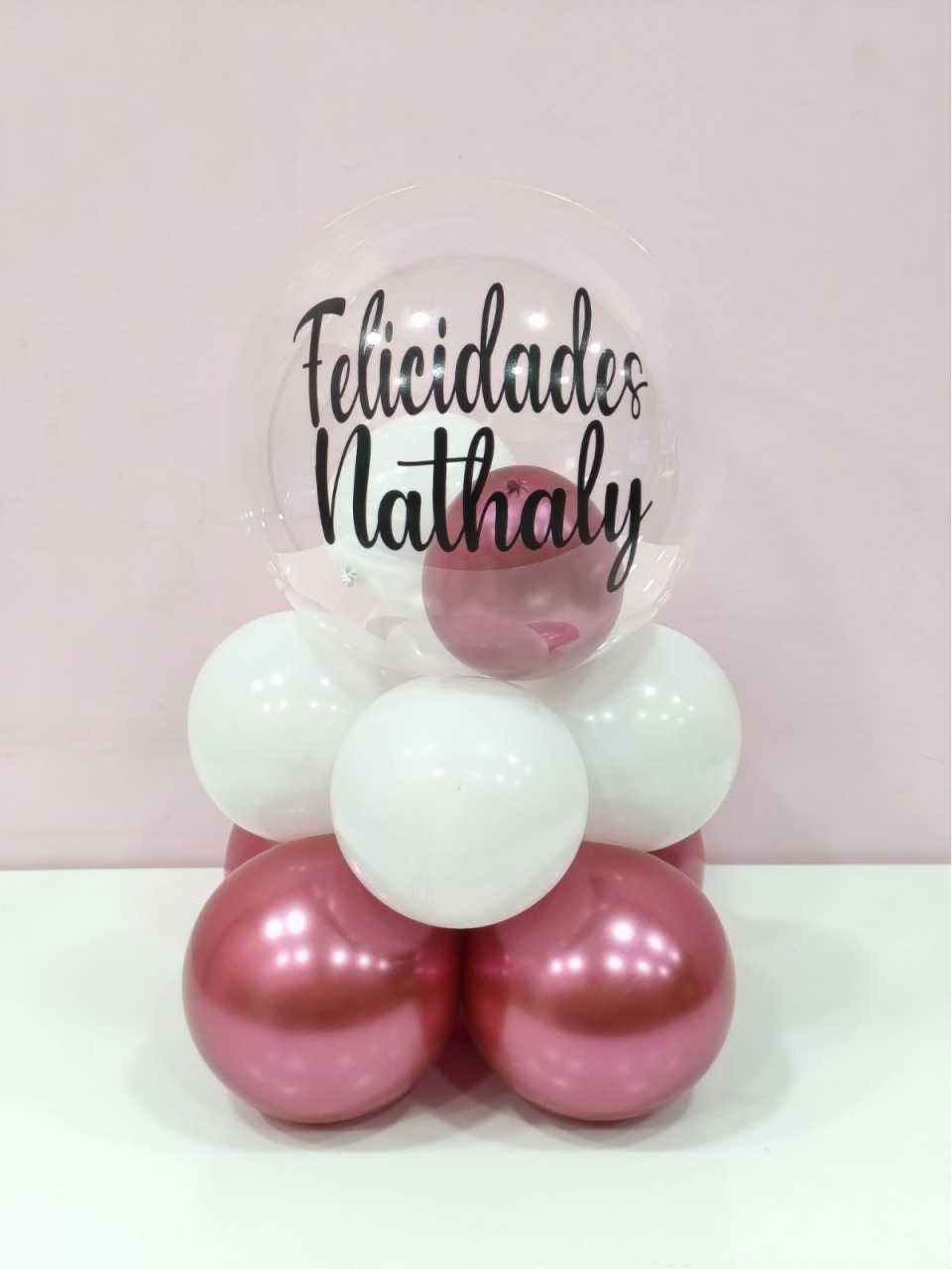 Bubble de Mesa 40Cm de Altura Pink E Branco - pampegueemonte