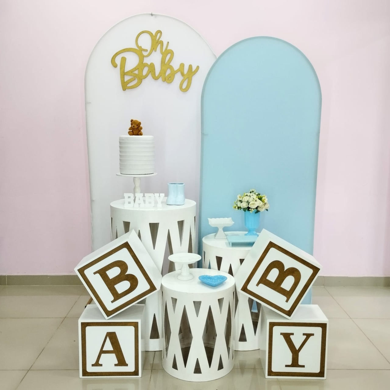 Kit Chá de Bebê Branco E Azul Numero 12 - pampegueemonte