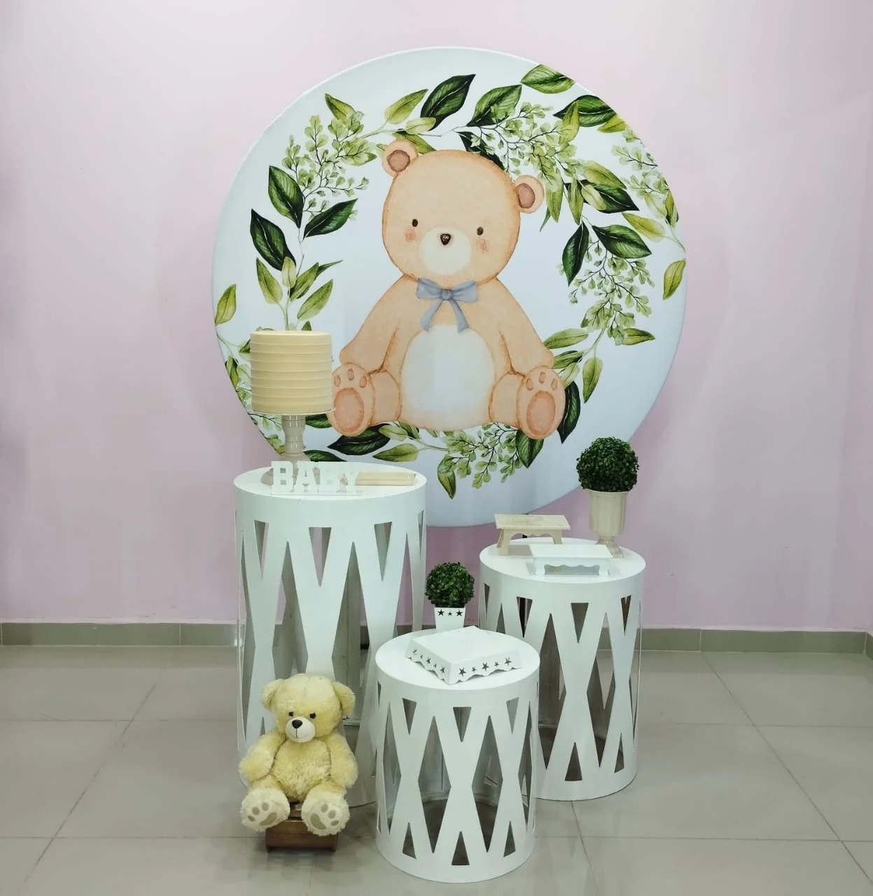 Kit Urso Com Floral Verde Numero 12 - pampegueemonte