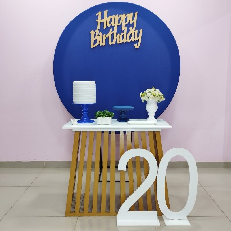 Kit Adulto Azul Painel Redondo Numero 4 - pampegueemonte