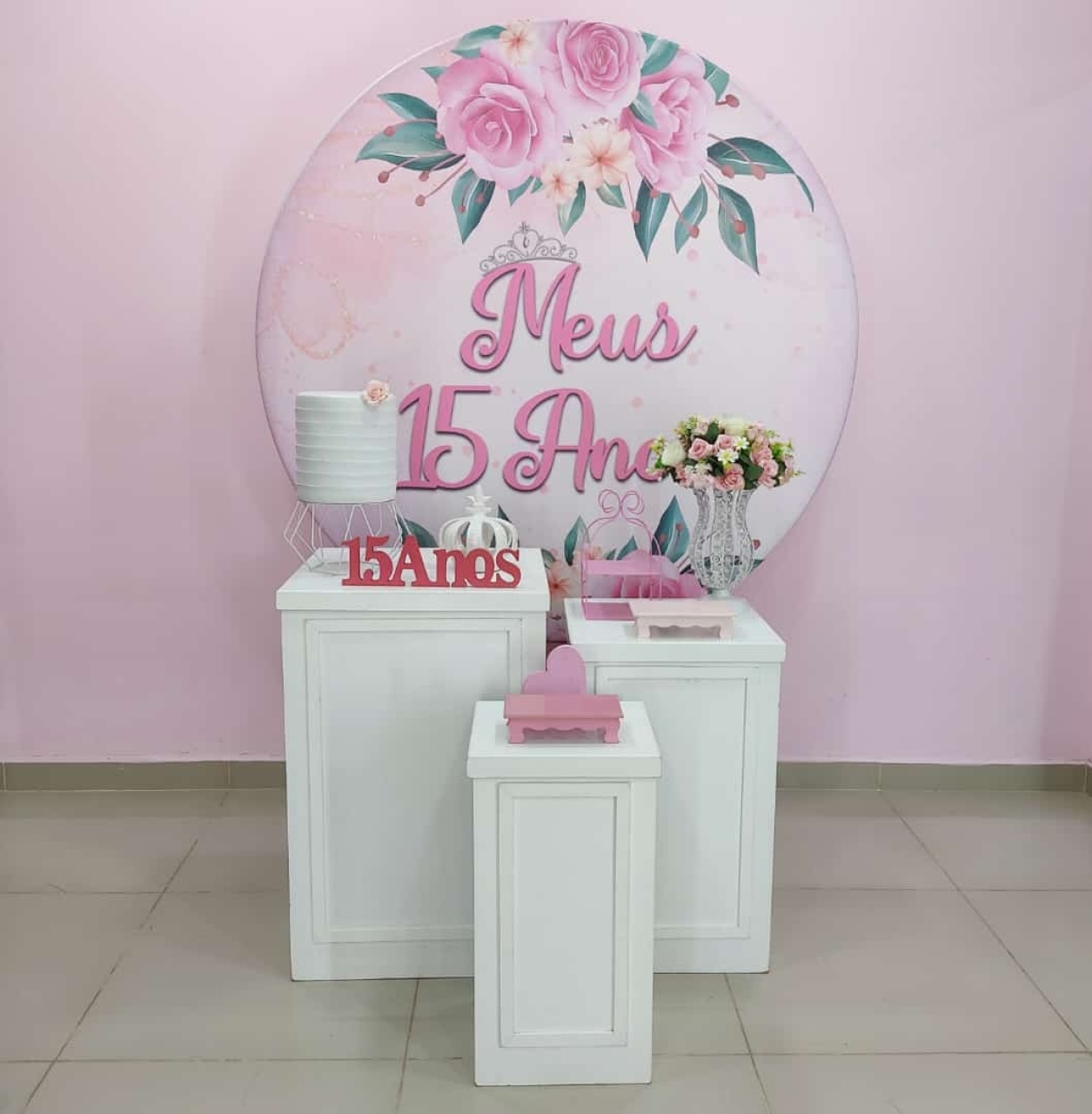 Kit 15 Anos Rosa Numero 5 - pampegueemonte