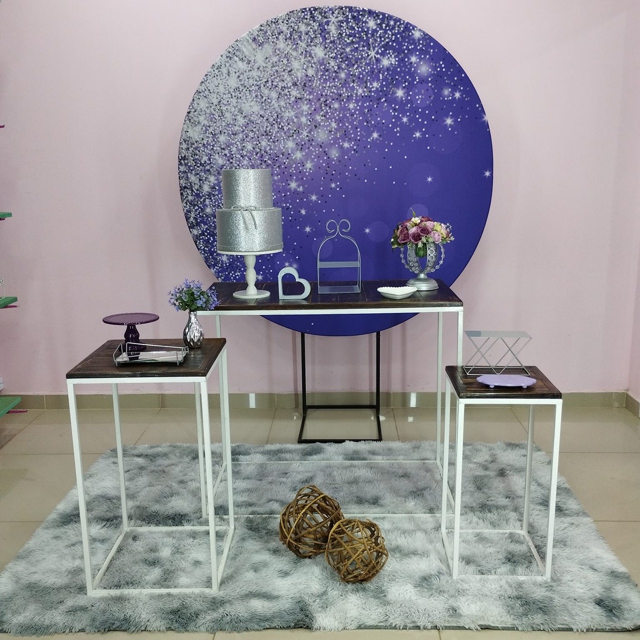 Kit Adulto Roxo Com Glitter Prata Numero 12 - pampegueemonte