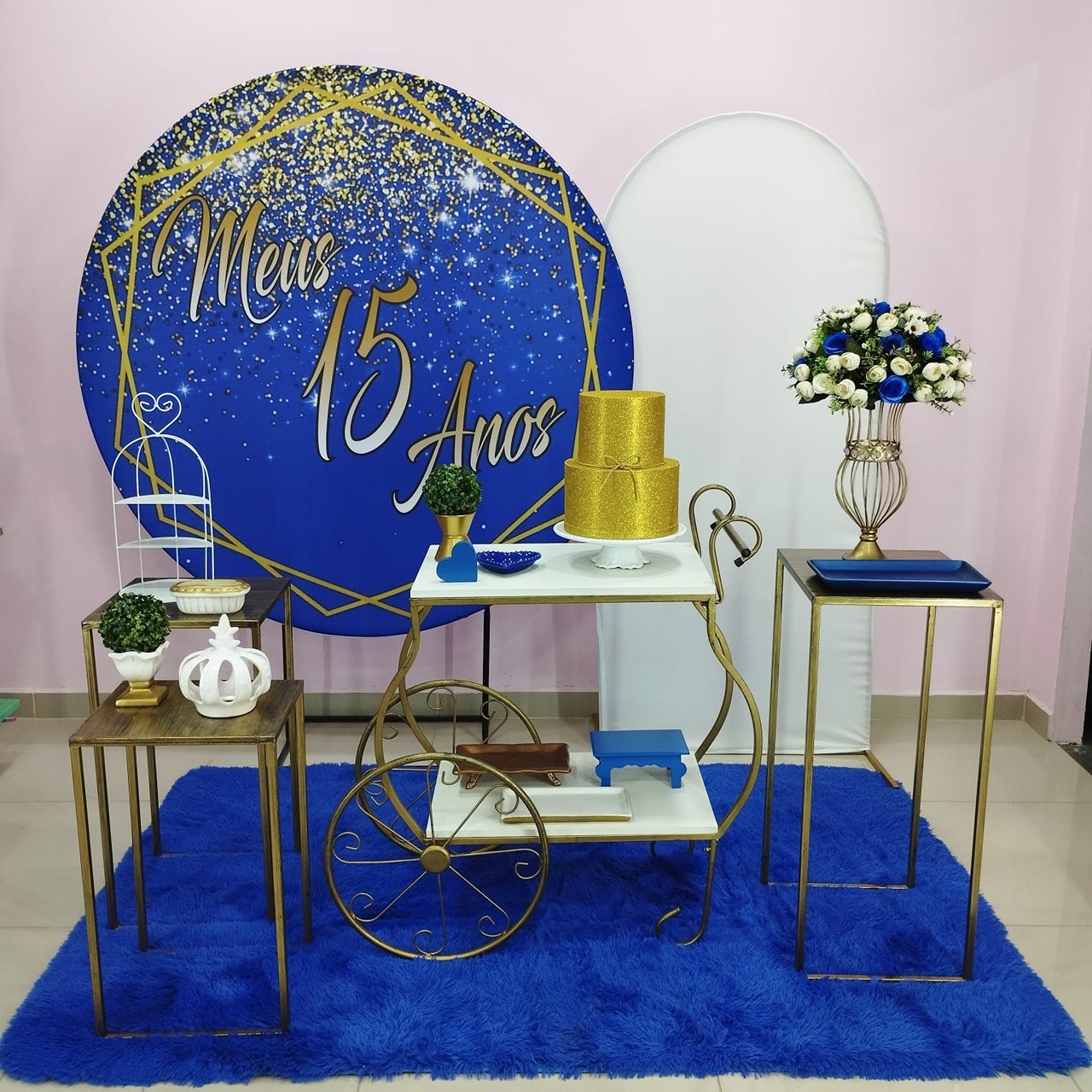 Kit 15 Anos Azul E Dourado Número 2 - pampegueemonte