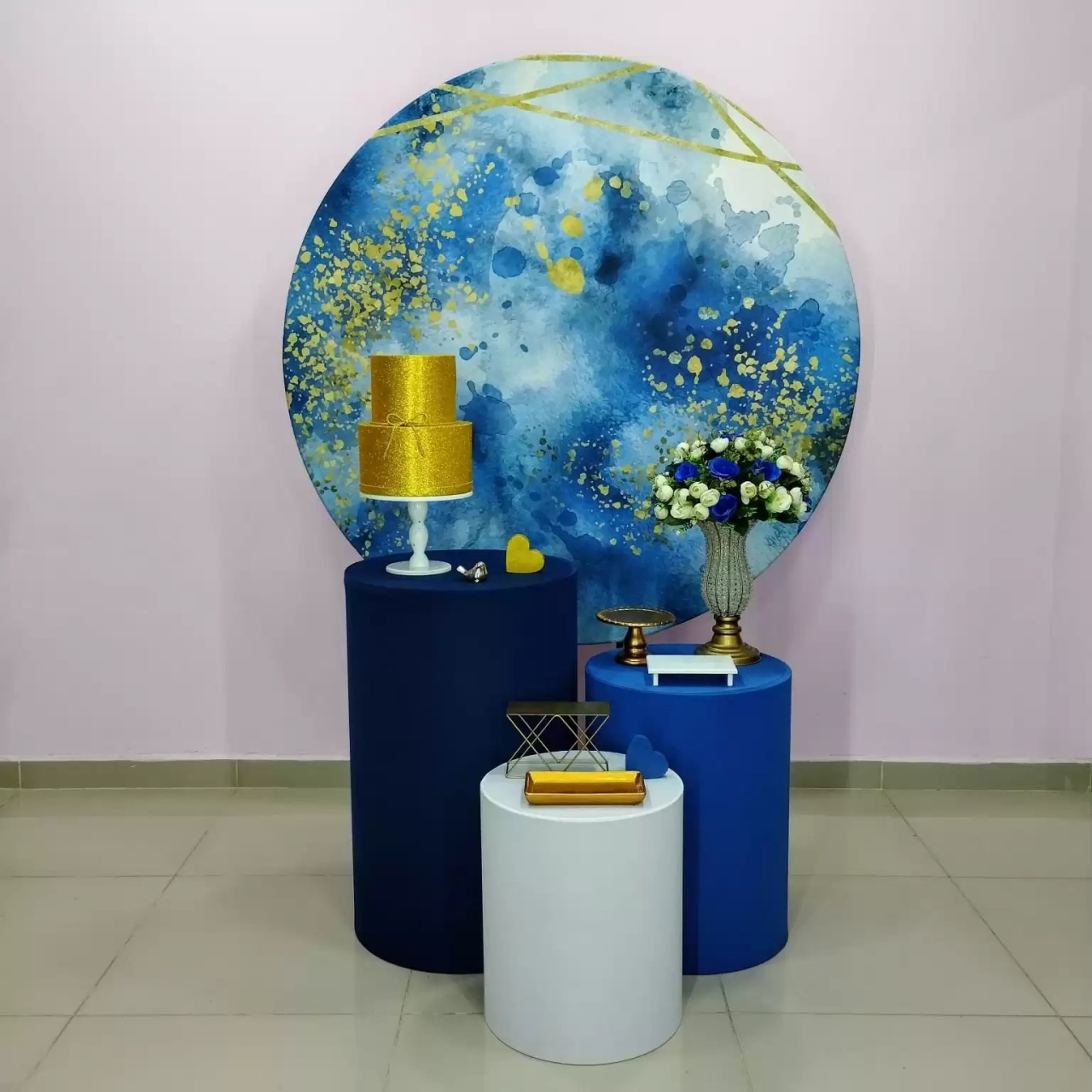 Kit Adulto Azul Branco E Dourado Numero 10 - pampegueemonte