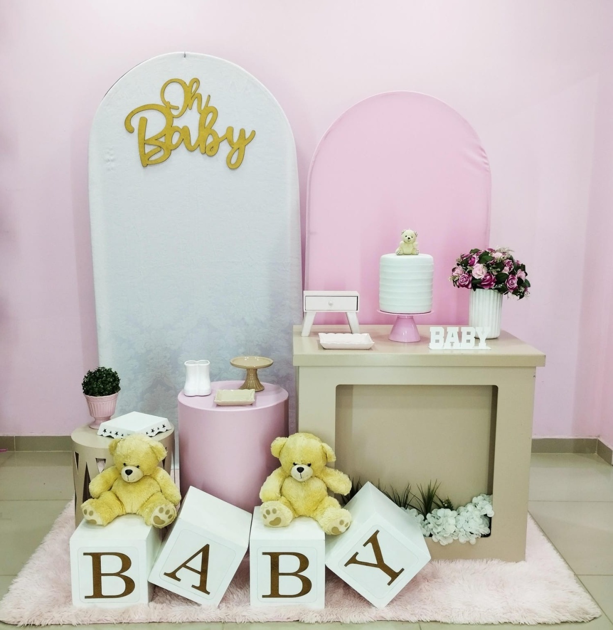 Kit Chá de Bebê Rosa Numero 3 - pampegueemonte