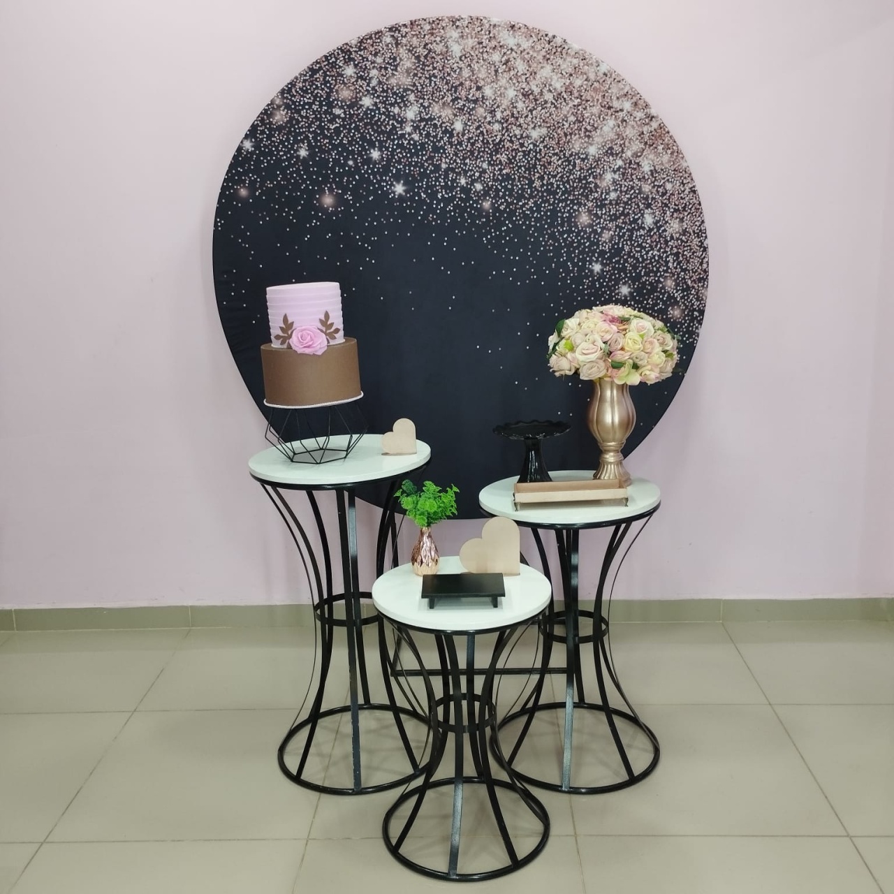 Kit Adulto Preto Com Glitter Rose Numero 6 - pampegueemonte