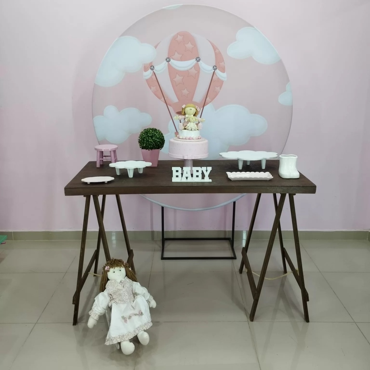 Kit Balão Rosa Numero 7 - pampegueemonte
