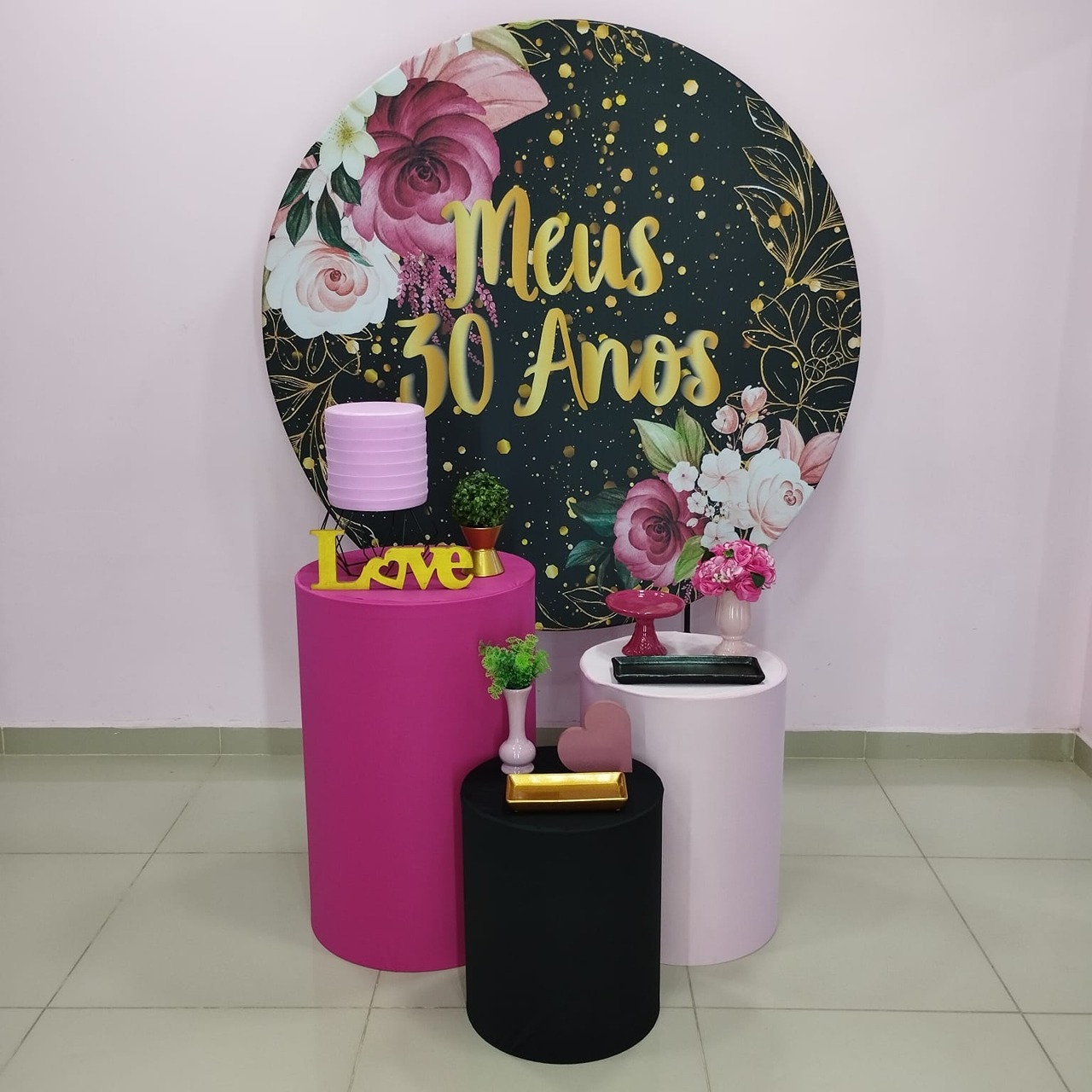 Kit 30 Anos Preto E Pink Número 11 - pampegueemonte