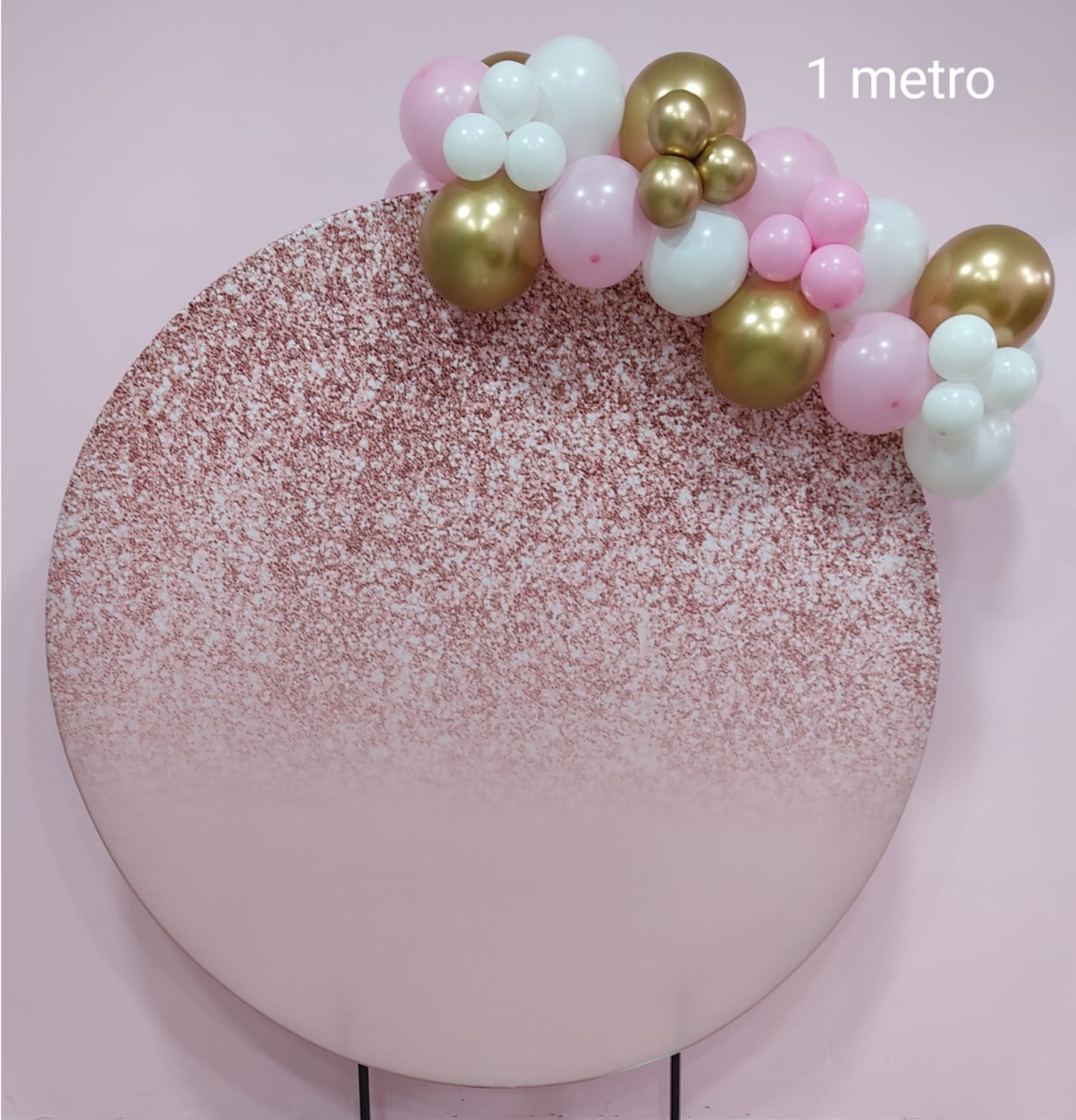 Arco de Balões 1 Metro Rosa Branco E Dourado Metalizado - pampegueemonte