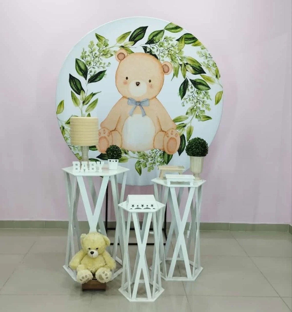 Kit Urso Com Floral Verde Numero 8 - pampegueemonte