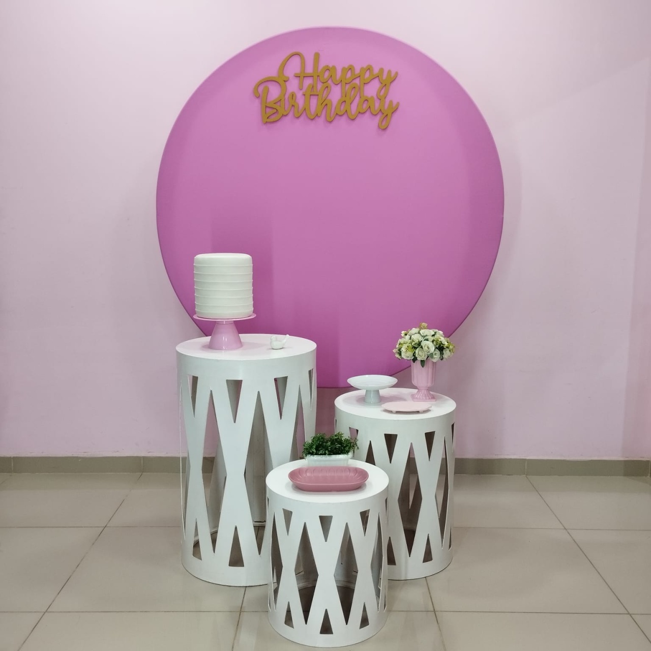 Kit Adulto Rosa Painel Redondo Numero 5 - pampegueemonte
