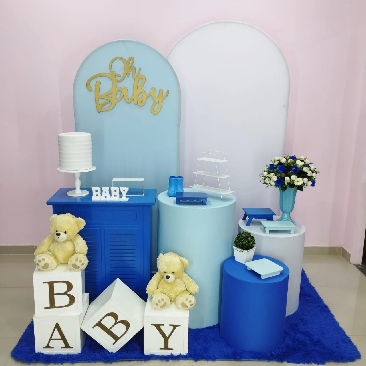 Kit Chá de Bebê Branco E Azul Numero 1 - pampegueemonte