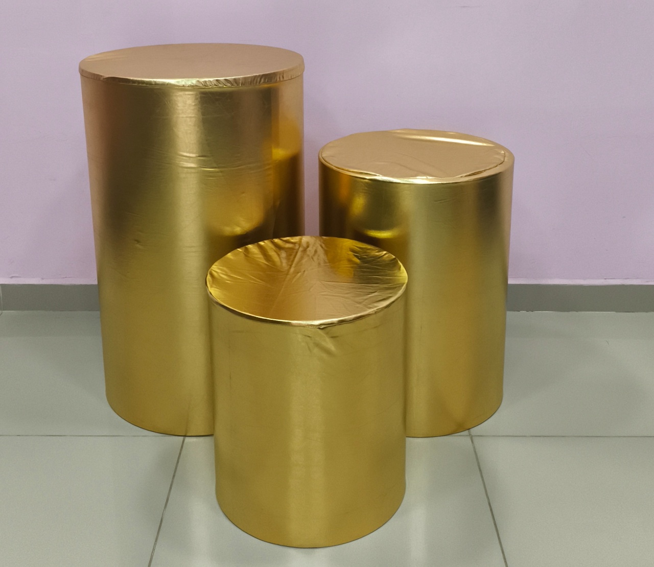 Trio Capas de Cilindros Dourado Metalizado  - pampegueemonte