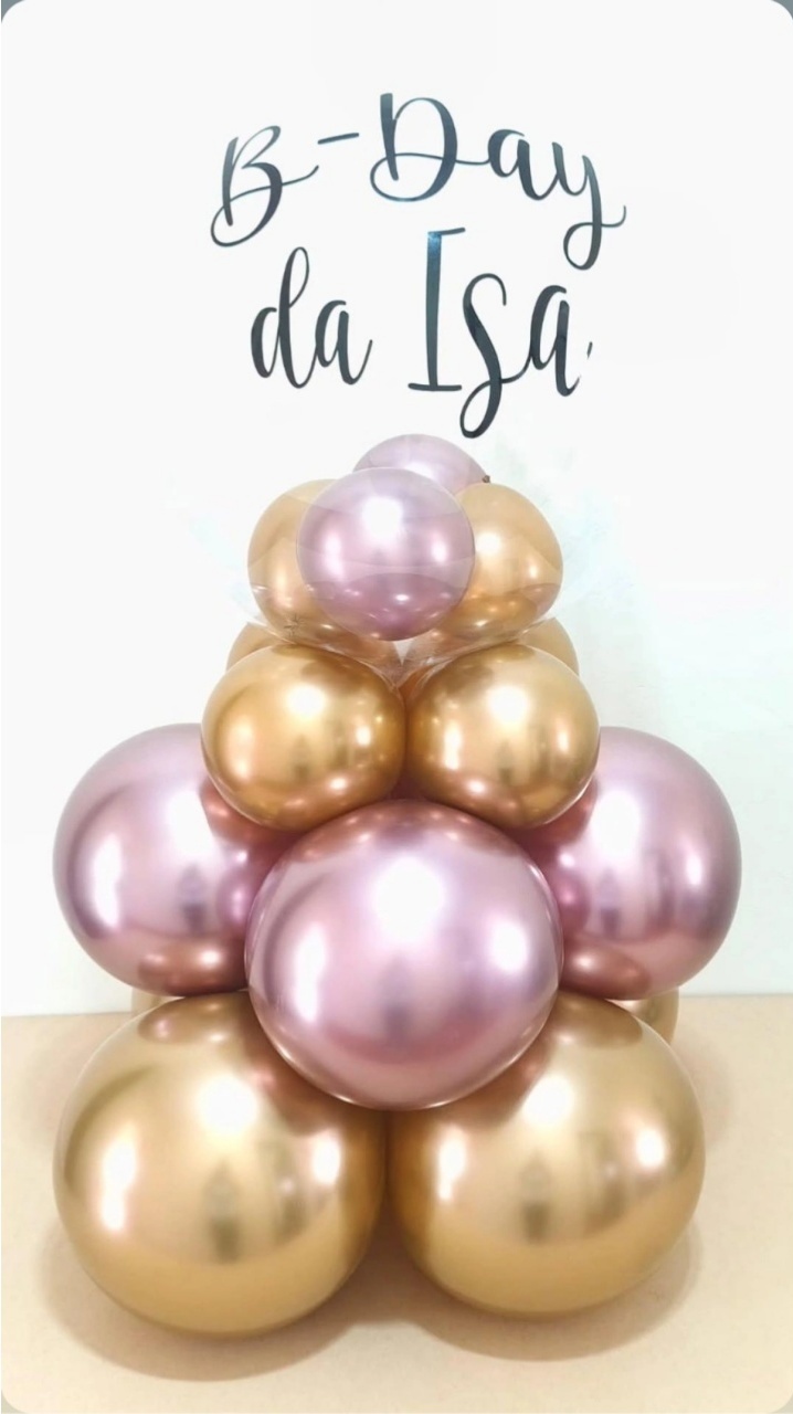Bubble de Chão 70Cm de Altura Dourado E Rose - pampegueemonte